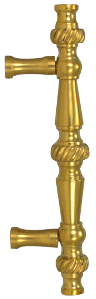5 Inch Overall (3 Inch c-c) Solid Brass Georgian Roped Style Pull (Lacquered Brass Finish)