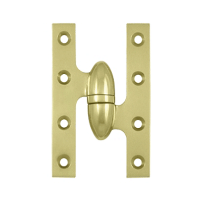5 Inch x 3 1/4 Inch Solid Brass Olive Knuckle Hinge (Unlacquered Brass Finish)