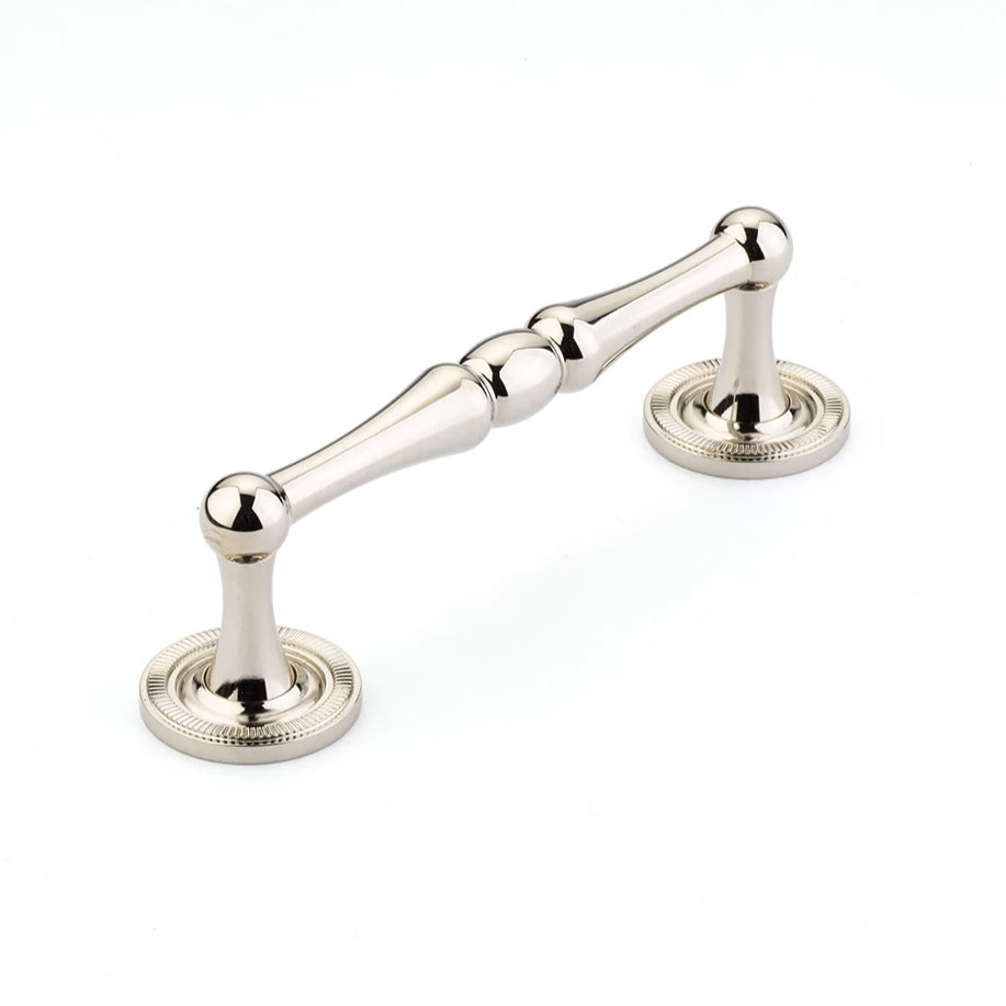 4 1/2 Inch (4 Inch c-c) Atherton Pull with Knurled Footplates (Polished Nickel Finish)