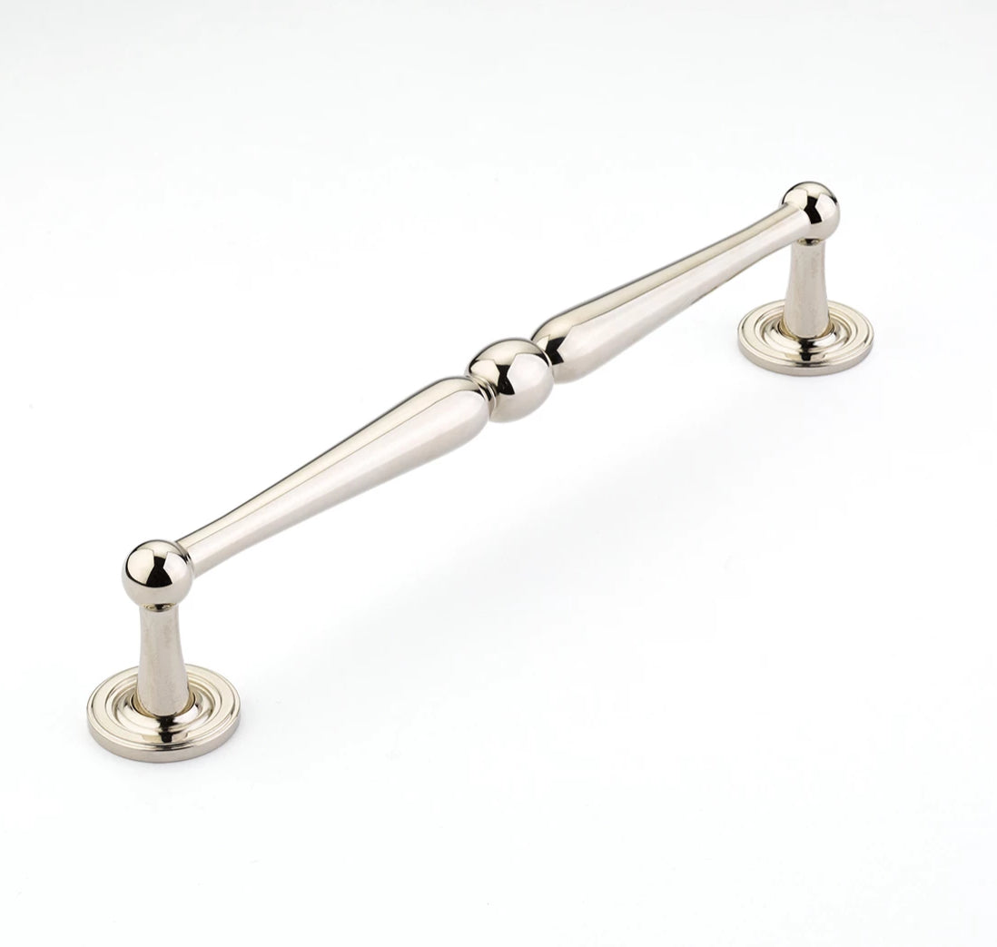 8 1/2 Inch (8 Inch c-c) Atherton Pull with Plain Footplates (Polished Nickel Finish)