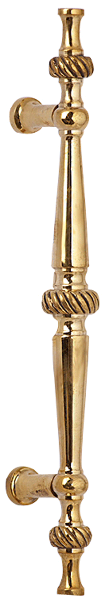6 1/2 Inch Overall (4 Inch c-c) Solid Brass Georgian Roped Style Pull (Lacquered Brass Finish)