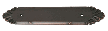6 3/4 Inch (4 Inch c-c) Solid Brass Ribbon & Reed Back Plate (Venetian Rubbed Bronze Finish)