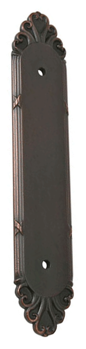 6 3/4 Inch (4 Inch c-c) Solid Brass Ribbon & Reed Back Plate (Venetian Rubbed Bronze Finish)