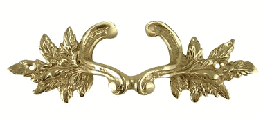 6 Inch Solid Overall (4 3/8 Inch c-c) Brass Ornate French Leaves Pull (Polished Brass Finish)