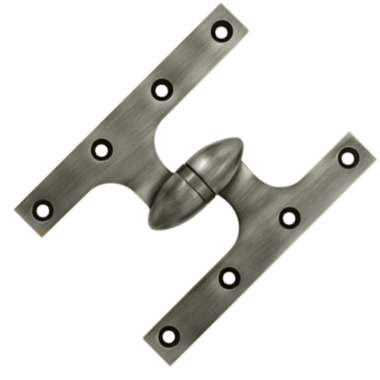 6 Inch x 4 1/2 Inch Solid Brass Olive Knuckle Hinge (Antique Nickel Finish)