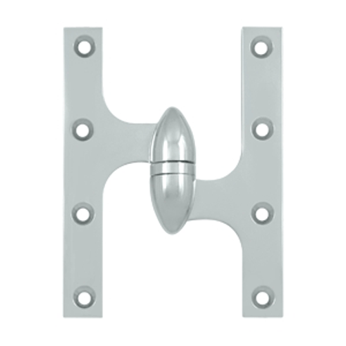 6 Inch x 4 1/2 Inch Solid Brass Olive Knuckle Hinge (Chrome Finish)