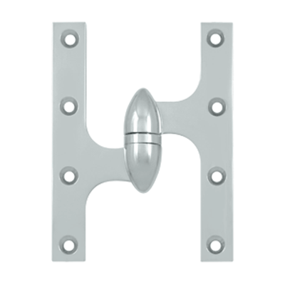 6 Inch x 4 1/2 Inch Solid Brass Olive Knuckle Hinge (Chrome Finish)