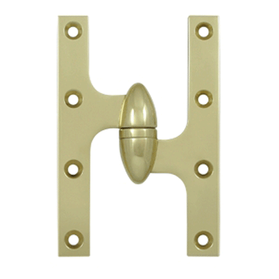 6 Inch x 4 Inch Solid Brass Olive Knuckle Hinge (Unlacquered Brass Finish)