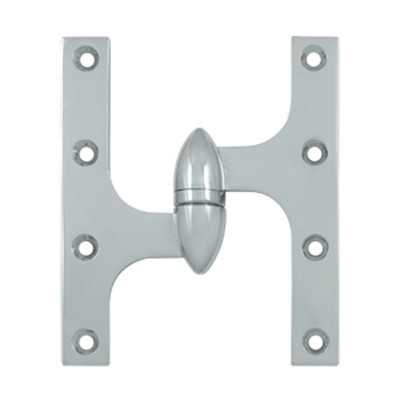 6 Inch x 5 Inch Solid Brass Olive Knuckle Hinge (Chrome Finish)