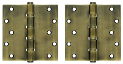 6 Inch X 6 Inch Solid Brass Ball Bearing Square Hinge (Antique Brass Finish)