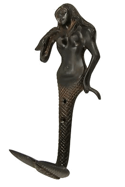 8 1/2 Inch Solid Brass Mermaid Hook (Oil Rubbed Bronze Finish)