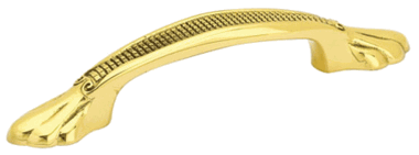 8 1/8 Inch (6 Inch c-c) Solid Brass Footed Pull Polished Brass Finish