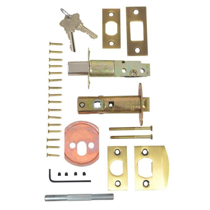 Solid Brass Modern Rectangular Style Stretto Passage Entryway Set (Polished Brass Finish)