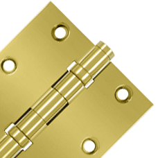 3 1/2 X 3 1/2 Inch Double Ball Bearing Hinge Interchangeable Finials (Square Corner, PVD Polished Brass Finish)