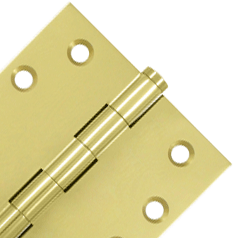 Pair 4 Inch X 4 Inch Solid Brass Hinge Interchangeable Finials (Square Corner, Polished Brass Finish)