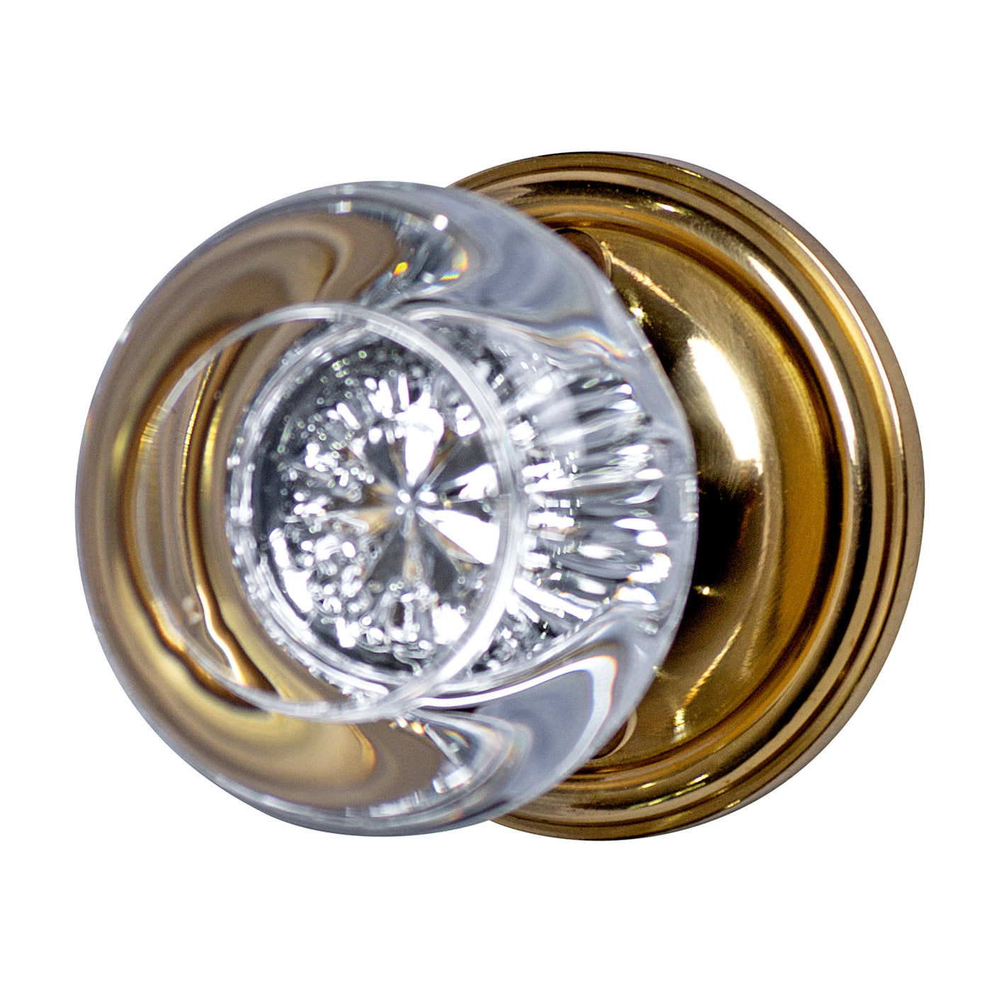 Beveled Round Crystal  Antique Door Knob with Victorian Rosette (Several Finishes Available)