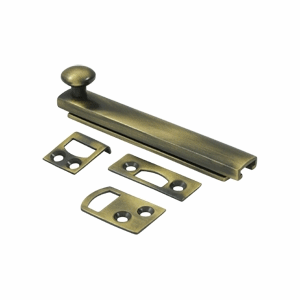 4 Inch Solid Brass Surface Bolt (Antique Brass Finish)