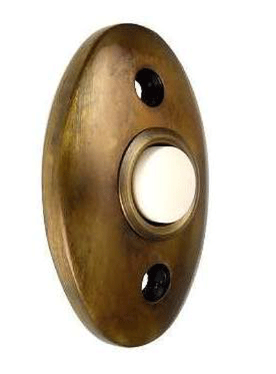 2 3/8 Inch Solid Brass Door Bell Button (Antique Brass Finish)