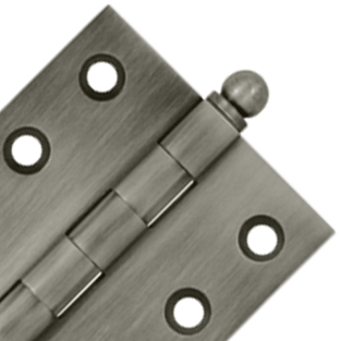 2 Inch x 2 Inch Solid Brass Cabinet Hinges (Antique Nickel Finish)