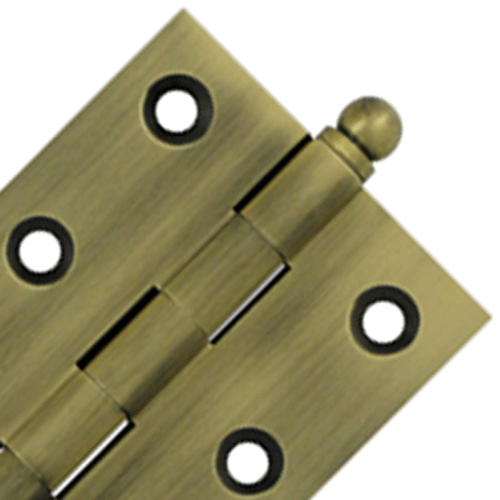 2 1/2 Inch x 2 Inch Solid Brass Cabinet Hinges (Antique Brass Finish)