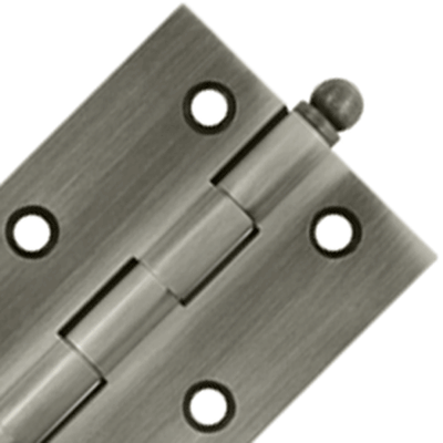 3 Inch x 2 1/2 Inch Solid Brass Cabinet Hinges (Antique Nickel Finish)