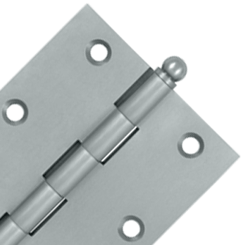 3 Inch x 2 1/2 Inch Solid Brass Cabinet Hinges (Brushed Chrome Finish)