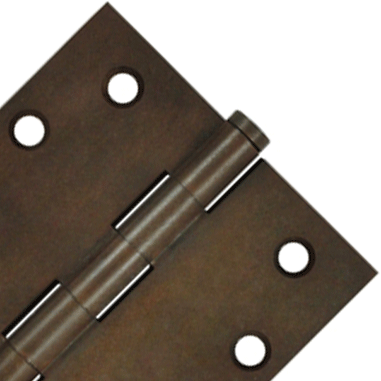 4 Inch X 4 Inch Solid Brass Hinge Interchangeable Finials (Square Corner, Bronze Rust Finish)