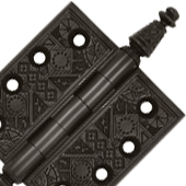 3 1/2 X 3 1/2 Inch Solid Brass Ornate Finial Style Hinge (Oil Rubbed Bronze Finish)