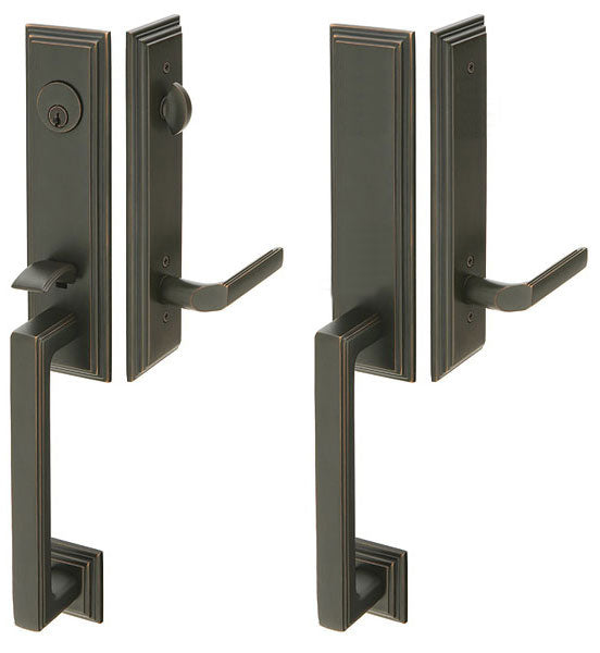 Solid Brass Wilshire Style Entryway Set (Oil Rubbed Bronze Finish)