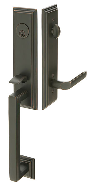 Solid Brass Wilshire Style Entryway Set (Oil Rubbed Bronze Finish)