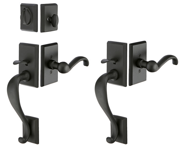 Solid Brass Rectangular Style Entryway Set (Flat Black Finish)