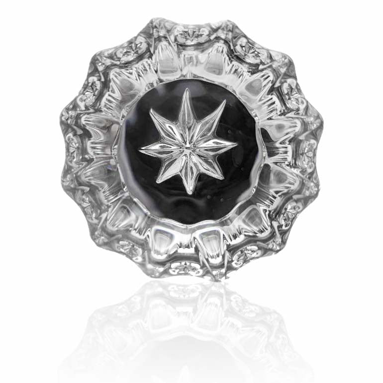 (Several Finishes Available) Crystal Fluted Door Knob with Feather Rosette