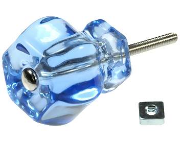 1 1/2 Inch Light Blue Glass Knobs