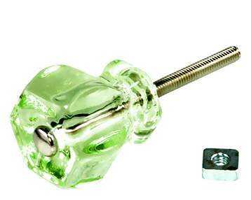 1 1/4 Inch Depression Green Glass Knobs