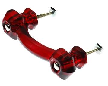 4 1/4 Inch Overall (3 Inch c-c) Ruby Red Glass Kitchen Drawer Pulls