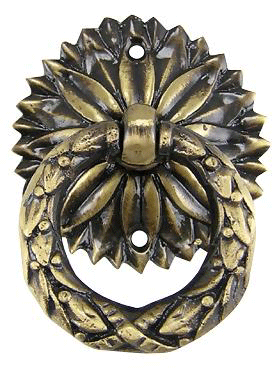 2 Inch Solid Brass Radiant Leaves Drawer Ring Pull (Antique Brass)
