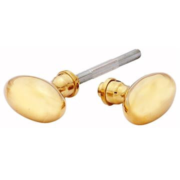 Solid Brass Egg Door Knobs Spare Set with Spindle (Polished Brass)