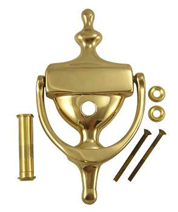 6 1/2 Inch (6 1/4 Inch c-c) Solid Brass Traditional Door Knocker (Polished Brass Finish)