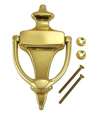 6 Inch (4 1/4 Inch c-c) Solid Brass Traditional Door Knocker (Polished Brass Finish)