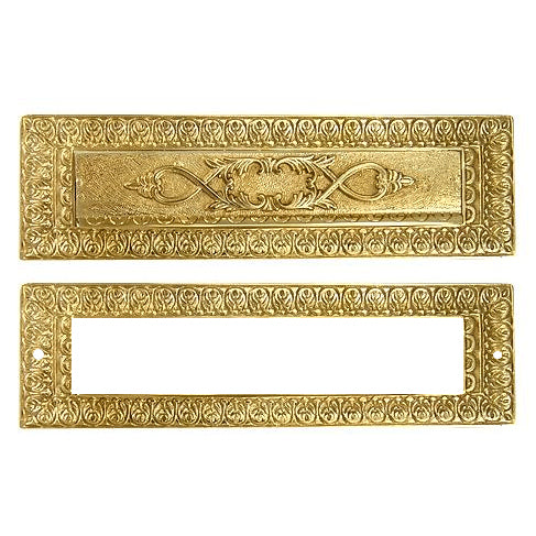Antique Front Door Mail Slot - Victorian Style (Polished Brass Finish)