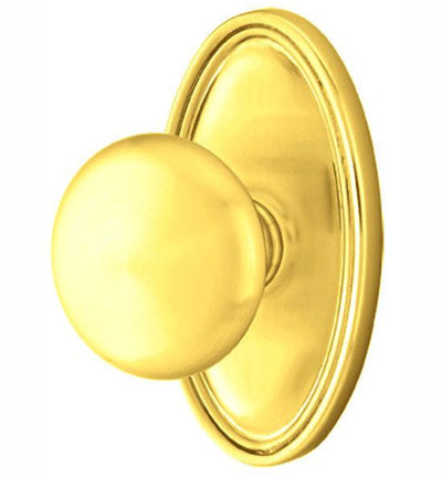 Solid Brass Providence Door Knob Set With Oval Rosette