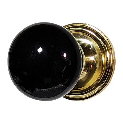 Black Porcelain Door Knob with Traditional Rosette (Several Finishes Available)