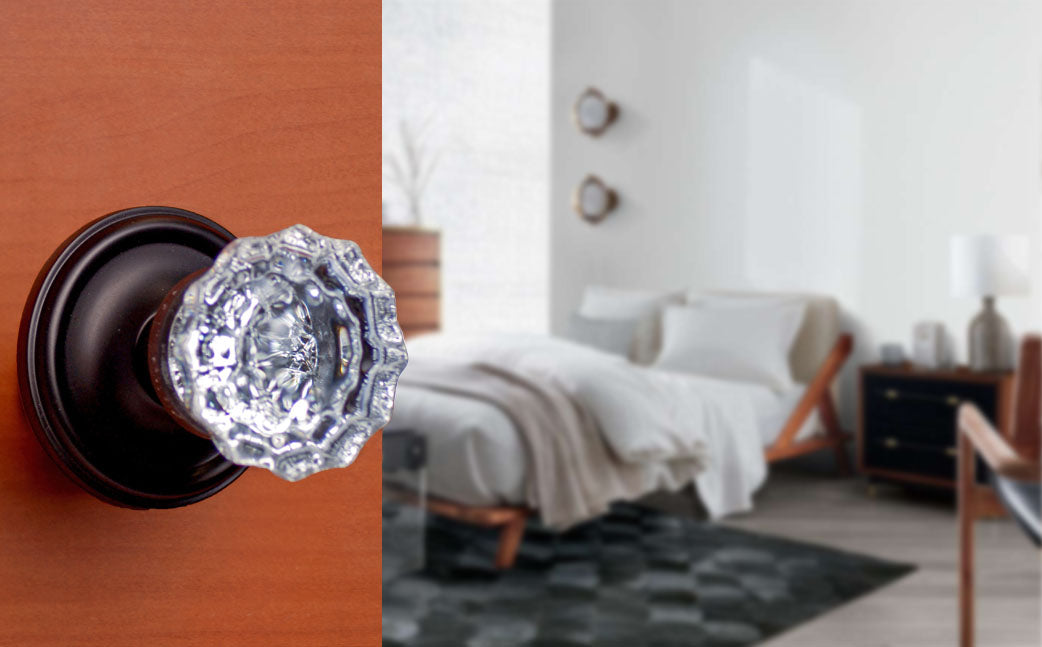Fluted Glass Door Knob with Traditional Rosette