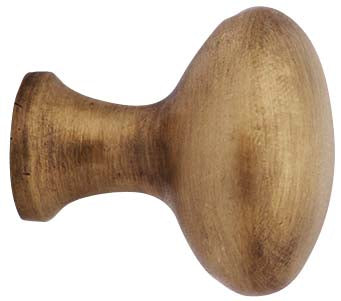 1 1/4 Inch Solid Brass Traditional Egg Shaped Knob (Antique Brass Finish)