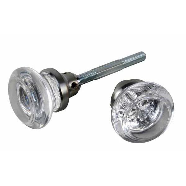 Traditional Round Door Knobs in a Brushed Nickel Finish - Spare Set with Spindle