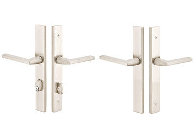 Solid Brass Modern Rectangular Style Stretto Passage Entryway Set (Brushed Nickel Finish)