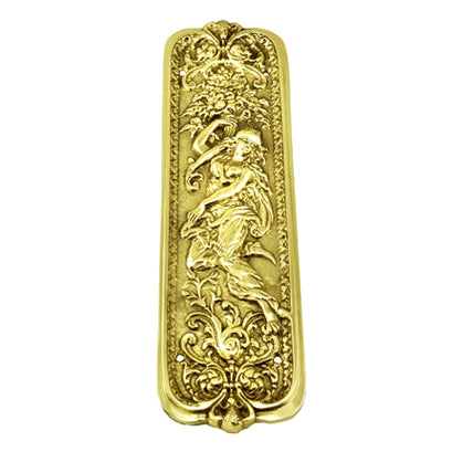 10 1/4 Inch Solid Brass Italianette Style Push Plate (Polished Brass Finish)