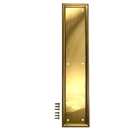 15 Inch Solid Brass Framed Push Plate (Polished Brass Finish)
