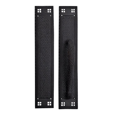 18 Inch Craftsman Style Door Push and Pull Plate Set (Oil Rubbed Bronze Finish)