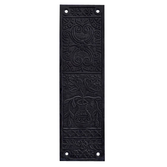 10 Inch Broken Leaf Pattern Solid Brass Push Plate (Oil Rubbed Bronze Finish)